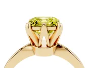 Fancy Yellow Asscher Cut Diamond Solitaire Engagement Ring Set in Yellow gold with Slim Tapered Solitaire Band