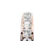 Princess Diamond Channel Set Promise Ring Set in Rose gold with Round Accent Stations
