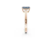 Emerald Cut Cathedral Solitaire Engagement Ring Setting for a Fancy Blue Lab-Grown Diamond | Open Shoulders | Rose Gold