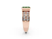 Emerald Cut Half Bezel Engagement Ring Setting for a Fancy Green Lab-Grown Diamond | Double Row Channel Band | Rose Gold