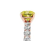 Cushion Cut Shared Prong Engagement Ring Setting for a Fancy Yellow Lab-Grown Diamond | Rose Gold