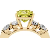 Princess Cut Five Stone Engagement Ring Setting for a Fancy Yellow Lab-Grown Diamond | Plain Band | Yellow Gold