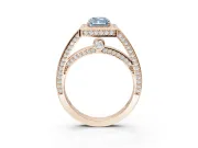 Radiant Cut Sectioned Halo Engagement Ring Setting for a Fancy Blue Lab-Grown Diamond | Rose Gold