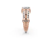 Emerald Cut Diamond Vintage-Inspired Milgrain Ring Set in Rose gold with Accent Split Shank