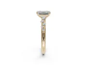 Emerald Cut Solitaire Engagement Ring Setting | Graduated Scattered Accents | Yellow Gold