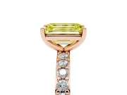 Emerald Cut Pavé Solitaire Engagement Ring Setting for a Fancy Yellow Lab-Grown Diamond | Single Row Band | Rose Gold