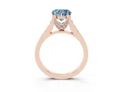Heart-Shaped Graduated Pavé Engagement Ring Setting for a Fancy Blue Lab-Grown Diamond | Rose Gold
