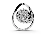 Round Lab-Grown Diamond Cluster Teardrop Pendant Necklace | Accent Arc | White Gold