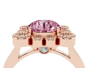 Round Milgrain Cluster Halo Engagement Ring Setting for a Fancy Pink Lab-Grown Diamond | Plain Band | Rose Gold