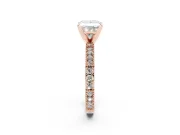 Princess Cut Diamond Solitaire Ring Set in Rose gold with Slim Pavé Band and Prong Setting