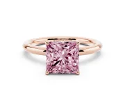 Princess Cut Hidden Halo Ring Setting for a Fancy Pink Lab-Grown Diamond | Rose Gold