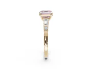Asscher Cut Tapered Baguette Engagement Ring Setting for a Fancy Pink Lab-Grown Diamond | Bar Set Sides | Yellow Gold