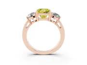 Princess Cut Three Stone Engagement Ring Setting for a Fancy Yellow Lab-Grown Diamond | Wide Plain Band | Rose Gold