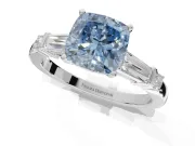 Cushion Cut Tapered Baguette Engagement Ring Setting for a Fancy Blue Lab-Grown Diamond | Platinum