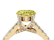 Heart-Shaped Hidden Halo Pave Engagement Ring Setting for a Fancy Yellow Lab-Grown Diamond | Claw Prongs | Yellow Gold