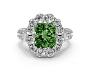 Radiant Cut Large Accent Halo Engagement Ring Setting for a Fancy Green Lab-Grown Diamond | Platinum