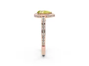 Fancy Yellow Pear Cut Diamond Halo Pavé Split Shank Ring Set in Rose gold with Prong Setting
