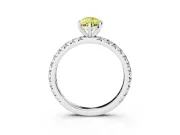 Fancy Yellow Pear Cut Diamond Pavé Solitaire Ring Set in Silver with Round Band and Prong Setting