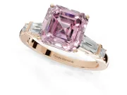 Asscher Cut Tapered Baguette Engagement Ring Setting for a Fancy Pink Lab-Grown Diamond | Rose Gold
