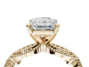 Radiant Cut Vintage Milgrain Engagement Ring Setting | Graduated Stations | Yellow Gold