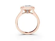 Asscher Cut Vintage Milgrain Halo Engagement Ring Setting | Bezel Head | Rose Gold