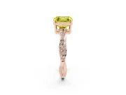Asscher Cut Twisted Pavé Solitaire Engagement Ring Setting for a Fancy Yellow Lab-Grown Diamond | Rose Gold
