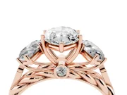 Marquise Three Stone Engagement Ring Setting | Braided Band | Rose Gold