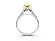 Fancy Yellow Emerald Cut Diamond Pavé Split Shank Solitaire Ring Set in Platinum with Prong Setting