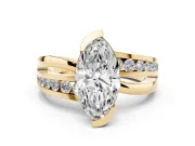 Marquise Graduated Channel Bypass Engagement Ring Setting | Split Shank | Yellow Gold