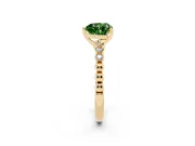 Heart-Shaped Beaded Engagement Ring Setting for a Fancy Green Lab-Grown Diamond | Yellow Gold