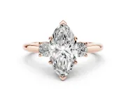 Marquise Three Stone Engagement Ring Setting | Round Side Stones | Rose Gold