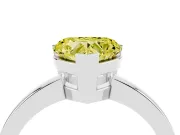 Fancy Yellow Heart Cut Diamond Solitaire Ring Set in Silver with Prong Head and Smooth Polished Band