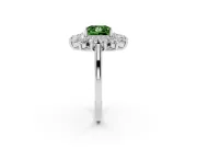 Princess Cut Floral Double Halo Engagement Ring Setting for a Fancy Green Lab-Grown Diamond | Plain Band | White Gold