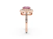 Radiant Cut Halo Engagement Ring Setting for a Fancy Pink Lab-Grown Diamond | Polished Halo Rim | Rose Gold