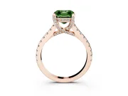 Asscher Cut Hidden Halo Pave Engagement Ring Setting for a Fancy Green Lab-Grown Diamond | Claw Prongs | Rose Gold