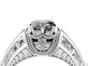 Fancy Black Pear Cut Diamond Vintage-Inspired Milgrain Ring Set in White gold with Accent Split Shank