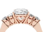 Princess Cut Close Set Five Stone Engagement Ring Setting | Rose Gold