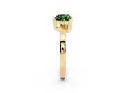 Fancy Green Heart Cut Diamond Solitaire Ring Set in Yellow gold with Prong Head and Smooth Polished Band