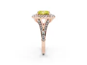 Radiant Cut Halo Split Shank Engagement Ring Setting for a Fancy Yellow Lab-Grown Diamond | Pavé Strands | Rose Gold