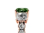 Asscher Cut Three Stone Engagement Ring Setting for a Fancy Green Lab-Grown Diamond | Accented Shoulders | Rose Gold
