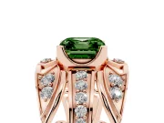 Asscher Cut Art Deco Engagement Ring Setting for a Fancy Green Lab-Grown Diamond | Rose Gold