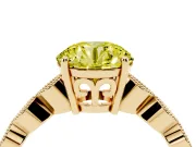 Fancy Yellow Round Cut Diamond Solitaire Ring Set in Yellow gold with Infinity Twist Pavé Band