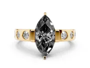 Marquise Tension Style Engagement Ring Setting for a Black Center | Flush Set Accents | Yellow Gold
