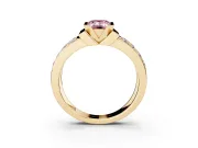 Emerald Cut Half Bezel Engagement Ring Setting for a Fancy Pink Lab-Grown Diamond | Channel Band | Yellow Gold