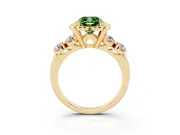 Cushion Cut Floral Engagement Ring Setting for a Fancy Green Lab-Grown Diamond | Petal Frame | Yellow Gold