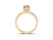 Marquise Channel Set Engagement Ring Setting for a Fancy Pink Lab-Grown Diamond | Rope Collar | Yellow Gold