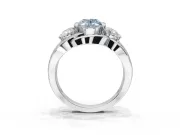 Oval Three Stone Split Shank Engagement Ring Setting for a Fancy Blue Lab-Grown Diamond | Matching Sides | Platinum