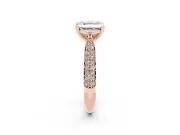Asscher Cut Pavé Solitaire Engagement Ring Setting | Multi-Row Shoulders | Rose Gold