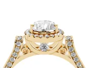 Pear-Shaped Halo Engagement Ring Setting | Pavé Panel Shoulders | Yellow Gold