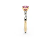 Cushion Cut Baguette Side Stone Engagement Ring Setting for a Fancy Pink Lab-Grown Diamond | Yellow Gold